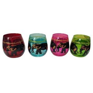 Boho Elephant Stemless Wine Glasses - Tropical Colors - Set of 4